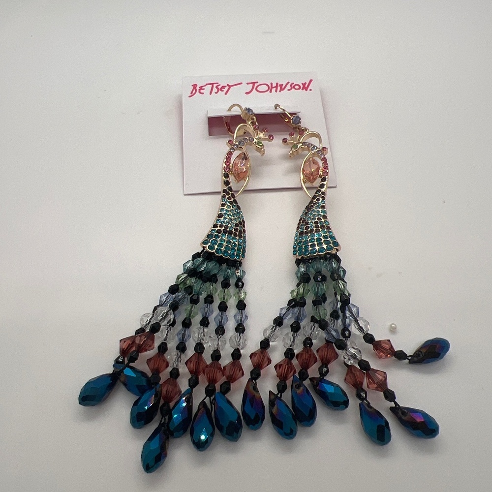 Peacock earrings Betsey Johnson